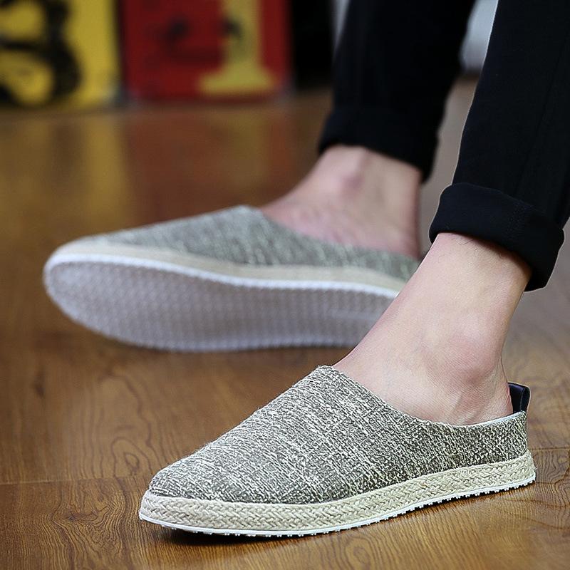 New Trendy Hemp Weaving Men Slippers Summer Outdoor No Heel Casual Shoes Light Comfortable Daily Walking Shoes Home Slipper