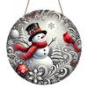 2D Flat, 1pc Winter Round Aluminum Sign, Snowman Round Wall Decor with Red Bird Rustic Metal Wall Art, Festive Metal Wall Art Decor, Wall Decor Signs