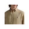 Polo Ralph Lauren FW25 Linen Polo Shirt Slim Fit Men Shirts Khaki 710968915-003