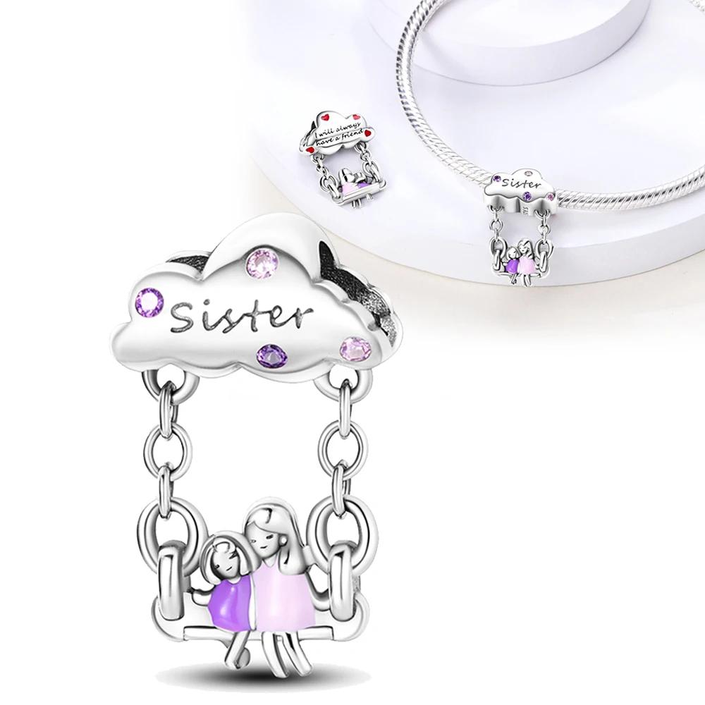 New Real Copper Cute Cat Couple Swing Pendant For DIY Style Original Design Arm Bracelet Women Jewellery Gifts