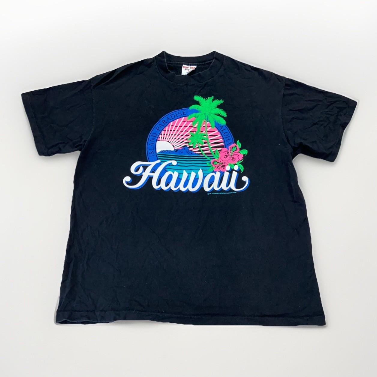 Vintage Hawaii Shirt Mens L Black Cotton 90s Island Life Surf Beach Summer L