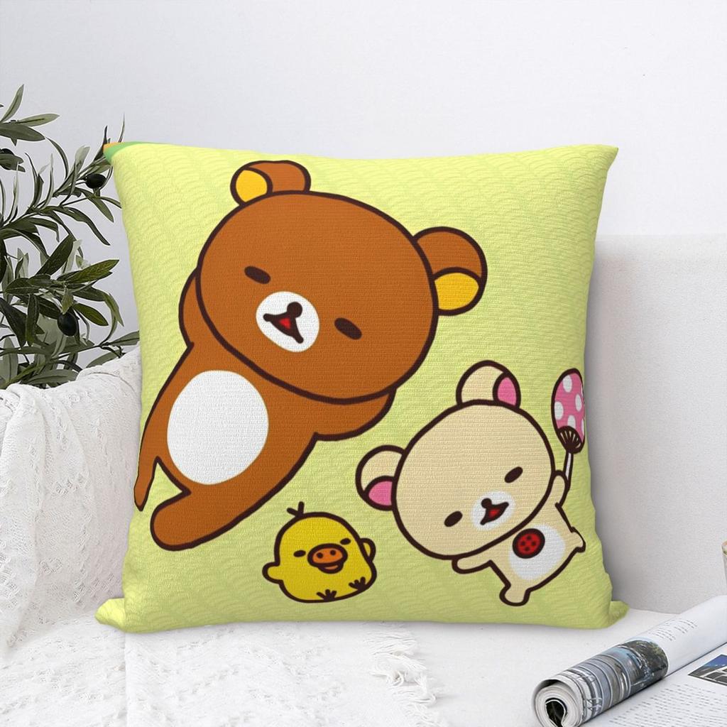 Decorative Pillow Cover Rilakkuma Cartoon Stuff Bed Throw Pillow Case Cover Square Multiple Sizes