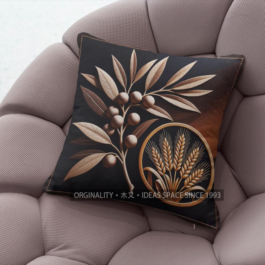 Vintage Botanical Wheat Olive Print Throw Pillow Covers Pattern Cushion Cover Suitable For Sofa Bedroom Car Pillow Cover