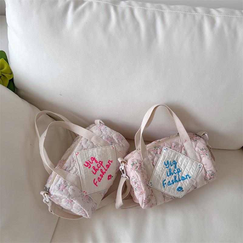 Playful Floral Print Childrens Crossbody Bag Eyecatching Cylinder Shoulder Bag Kids For