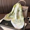 Blue Cherry Blossom Chessboard Mulberry Silk Scarf Female Simulation Silk Scarf Decorative Scarf Mom Shawl 70Cm Square Scarf