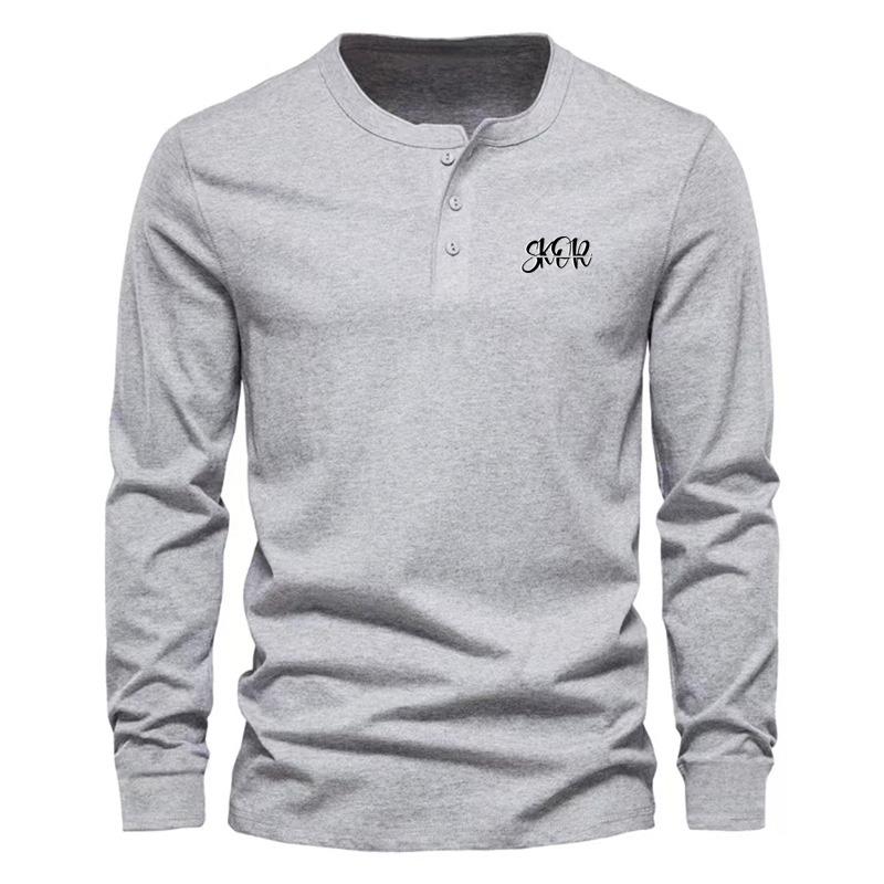 Round Neck Long Sleeve T-shirt Loose Comfortable Cover Casual Solid Color Long Sleeve Men's T-shir
