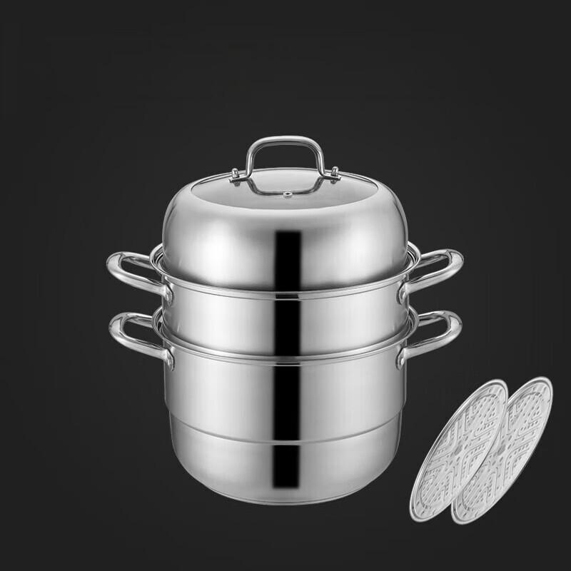 ZISIZ 3-Layer 32cm 304 Stainless Steel Multi-Function Electric Steamer