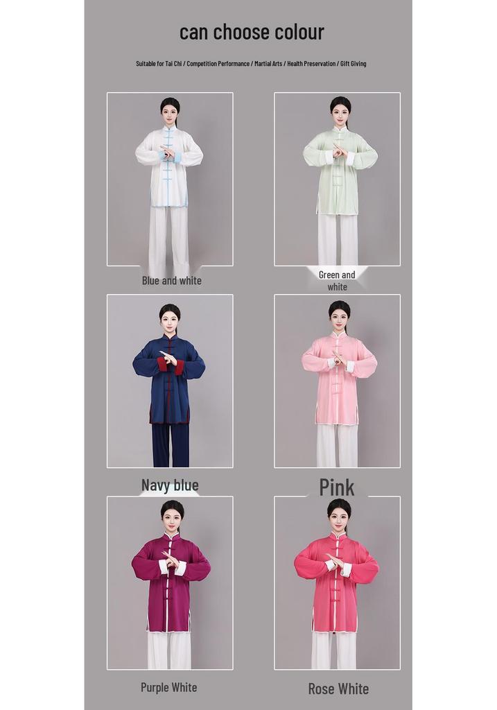 Milk Silk Tai Chi Martial Arts Clothing Unisex Set - Spring/Summer New Eight Brocades Training Uniform