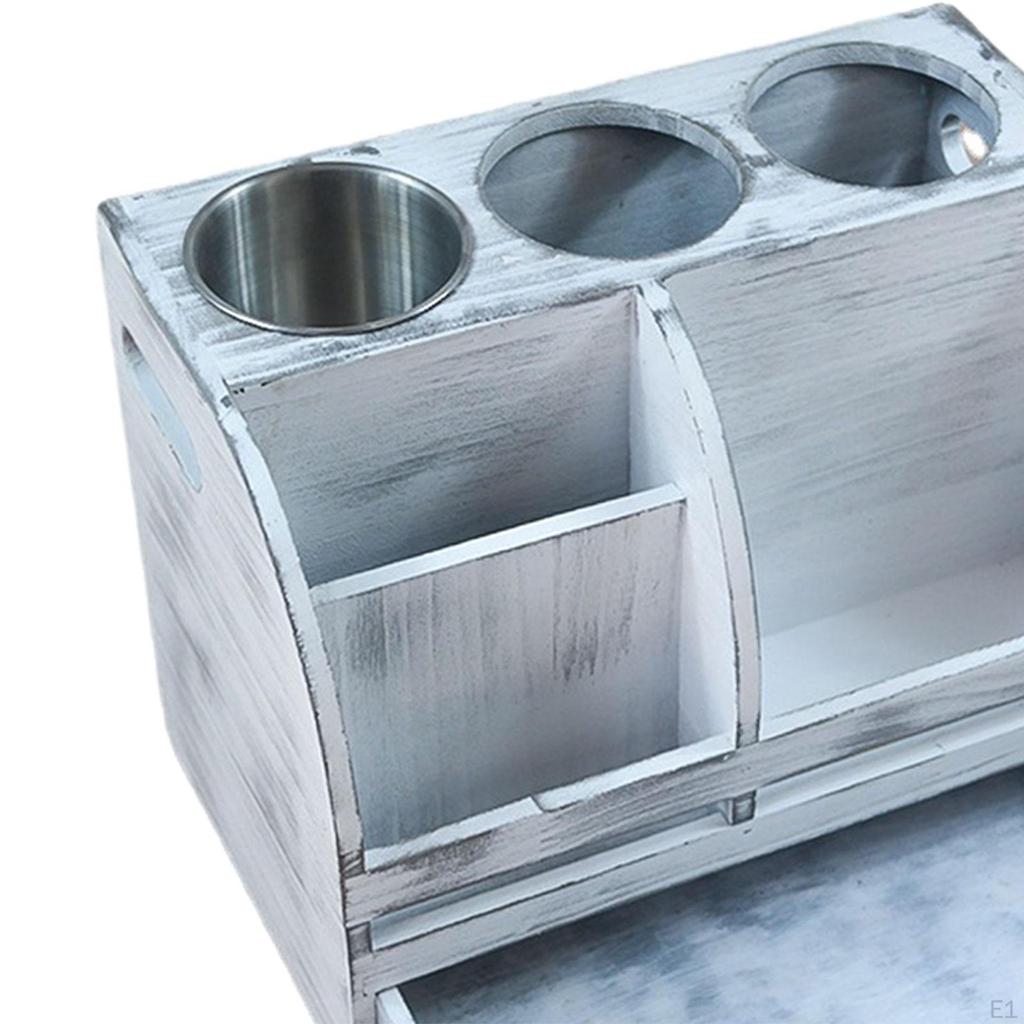 Wooden Hairdryer Stand Cosmetic Drawer Storage Shelf Styling Tools Toiletries Holder