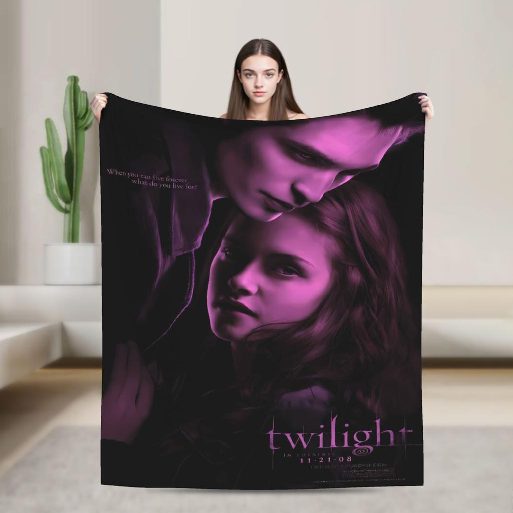 3D The Twilight Saga Edward Bella Super Warm Blanket Travel Office Plush Throw Blanket Flannel Bedspread Sofa Bed Cover