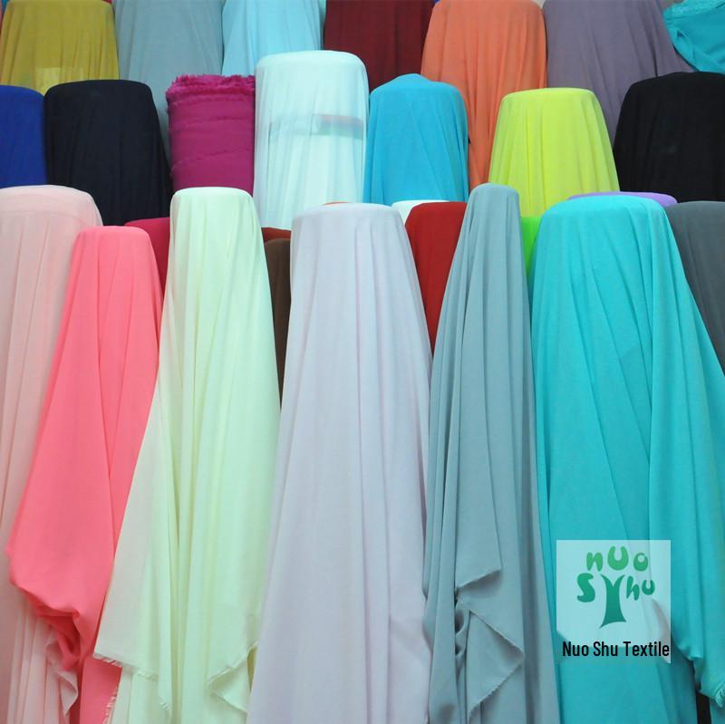 Polyester Micro-elastic Chiffon Scarf Toy Dress Fabric with Pearl Details