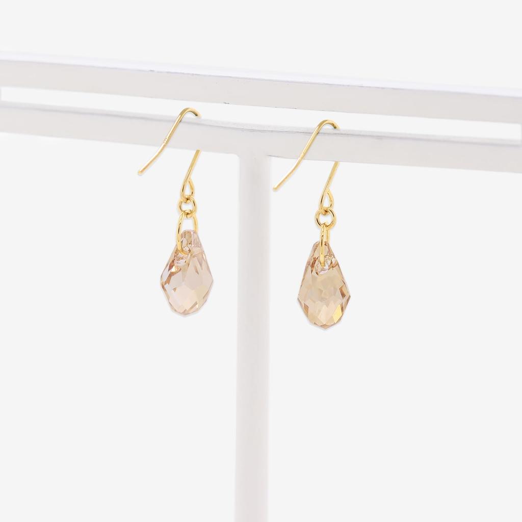 ESTELLE [Official] [Web Exclusive] Women's Hook Earrings, 10K Yellow Gold with Crystal, 0202-3087-0019-0000