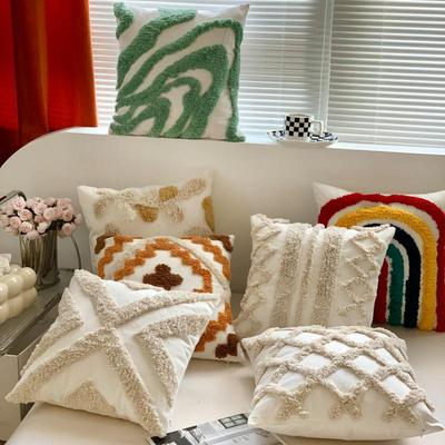 Cuscino Decorativo Ricamato con Nappe Stile Bohémien per Divano del Soggiorno
