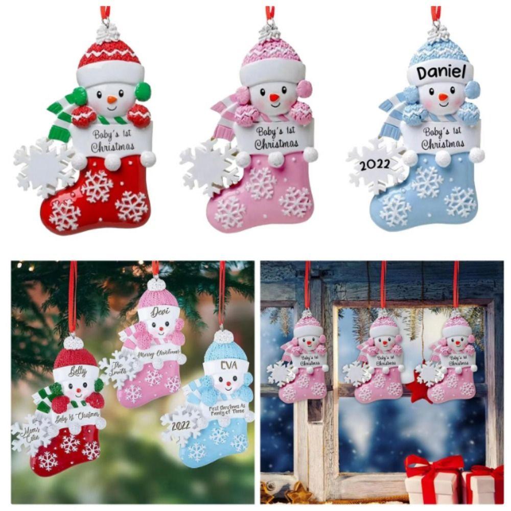 Cartoon Babys First Christmas Ornament Decorative Christmas Sock Pendant Christmas