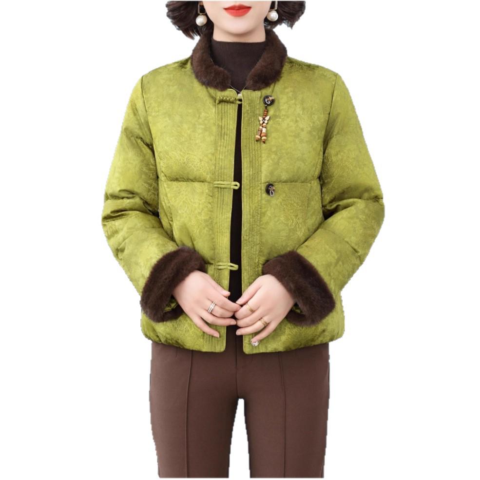 2025 New Chinese Style Down Jacket for Petite Middle-aged & Elderly Women - Autumn/Winter