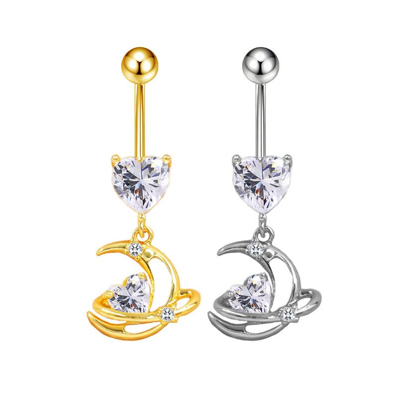 Gaibei Trendy Moon & Heart Navel Ring Jewelry