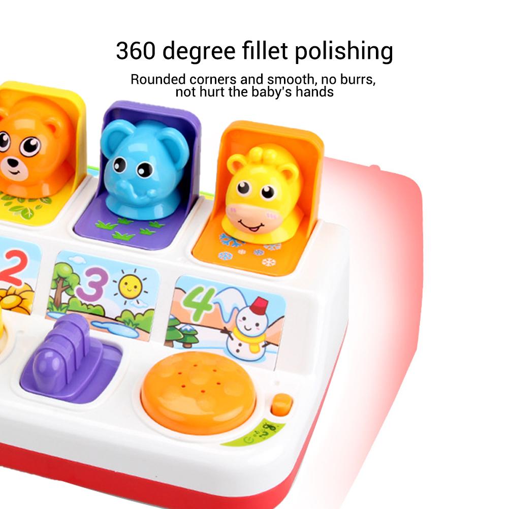 Interactive Pop Up Animals Toy with Light Music Animal Sounds Baby Learning Development Toy