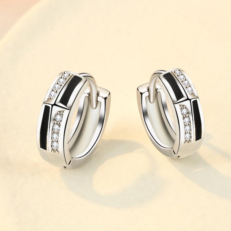 Ohrringe aus 925er Sterlingsilber für Damen, origineller Charme, doppelte Creolen mit Pavé-Zirkonia, feiner Verlobungs- und Jahrestagsschmuck, Geschenk 5355