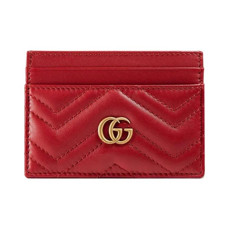 

Gucci GG Marmont series gold label logo quilted leather cowhide card holder and card bag female model red One Size-Gift Set(Basic Set+Box+Shopping Bag) червоний