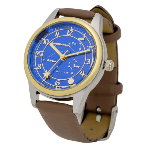 Fieldwork Women's Analog Watch with Leather Strap, Luminous Dial, 12 Zodiac Signs, Gray, DT127-5
