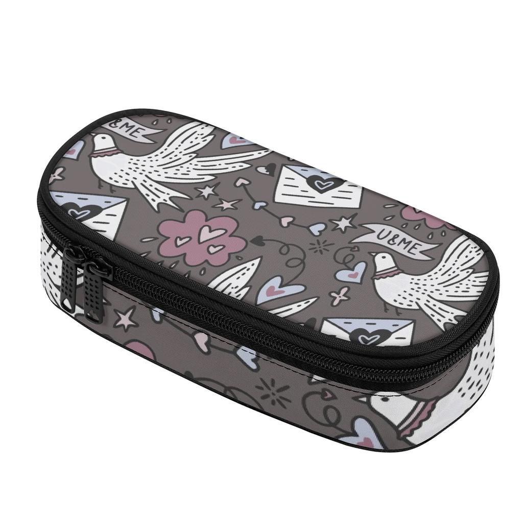 Pencil Bag Neat Design Durable 300D Polyester Smooth Zipper with Main Compartment Mesh Pocket and Pen Slots for Teens and Students