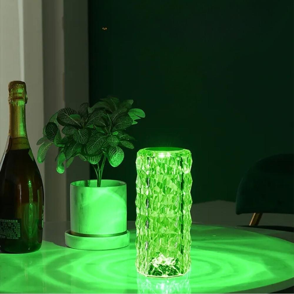 LED crystal touch night lamp for desk, diamond, rose colored, remote control