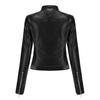 2 New Leather Jacket Women's Short Small Coat Spring and Autumn Stand-up Collar Women's Leather Jacket Women's Thin Leather Coat
