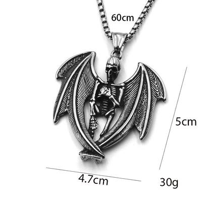 Skelett mit Flügeln Anhänger, Trendiger Herren- und Damen-Titanschmuck