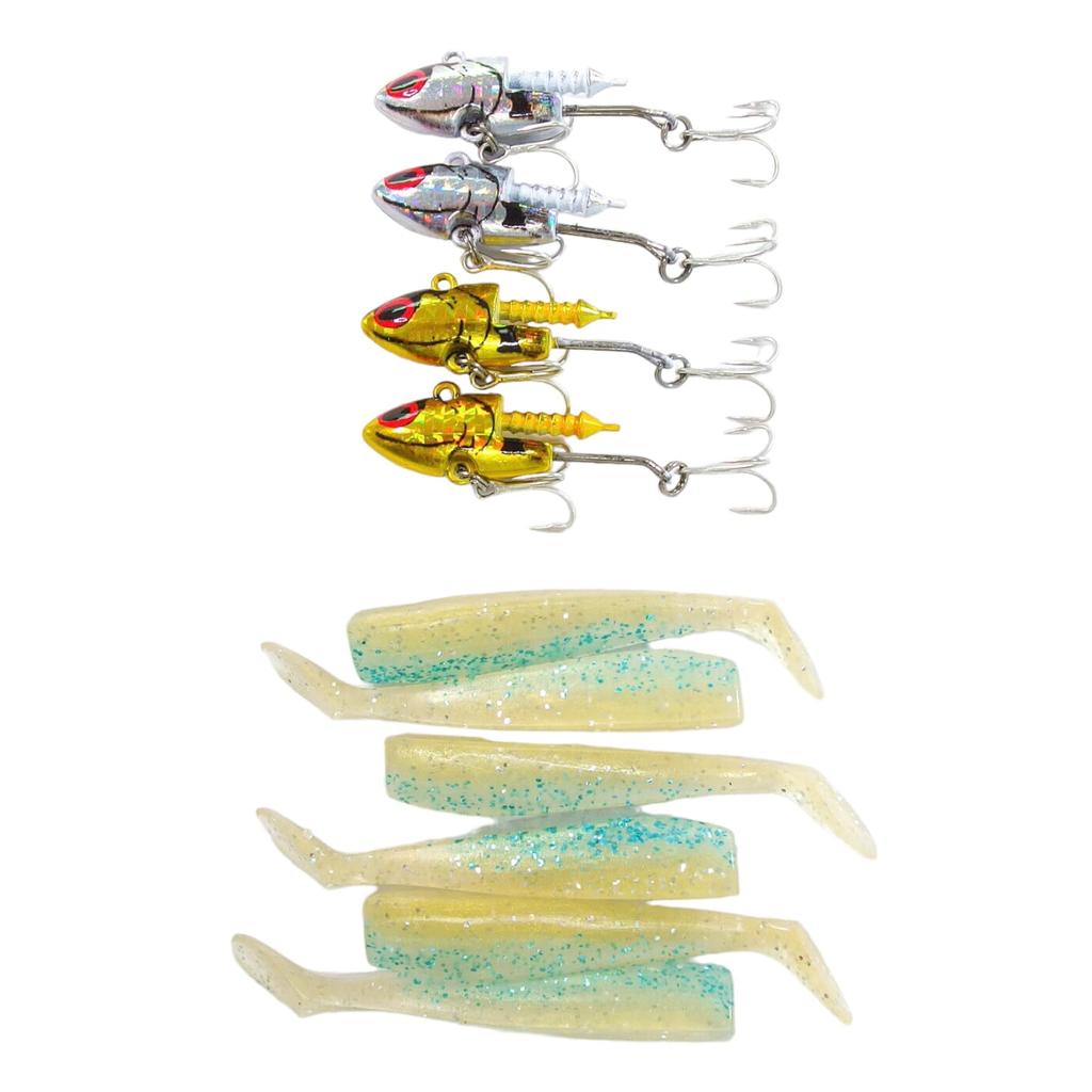 Momo Lures Sea Bass Lures and Metal Metal Vibration Shad Jig Shad Bodies Heads x 4 75mm Shad Set MVS-16, MVS-22, MVS-28 Jigs, Heads, (16g + 02)