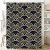 Modern Retro Waves Bath Curtain Elegant Navy Gold Shower Fabric Decor for Bathroom Accessories Polyester Waterproof Home Decorat
