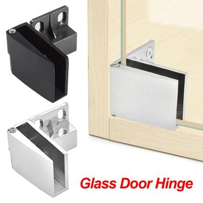 1 Pair Zinc Alloy Self-Closing Glass Door Hinge No Drilling Frameless Clamp Wine Cabinet Glass Door Display Hinge Furniture Hing