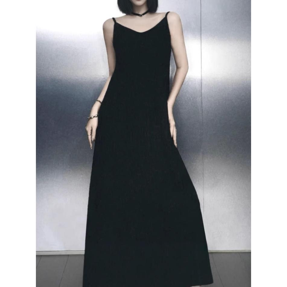 

Women Summer Spaghetti Strap Pleated Sleepdress Female Sexy Loose Pajamas Home Clothing Can Be Wear Out S чёрный