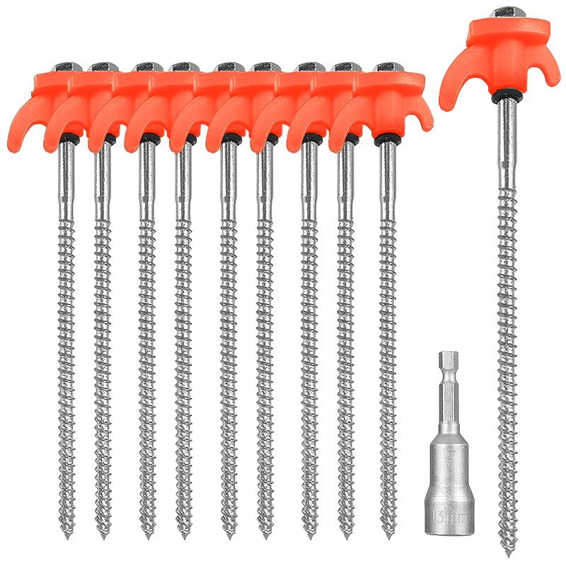 New Heavy Duty Spiral Screws With Hex Socket Stakes Ground Anchors Camping Stakes Tent Ground Nail Screw For Camping Tent Pegs