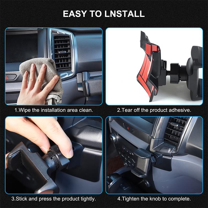Car Central Control Mobile Phone Bracket GPS Navigation Bracket Seat For Ford Ranger Wildtrak 2015-2026 Car Interior Accessories