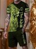 3D Printed Lion Round Neck Short Sleeve Suit - Trendy Brand