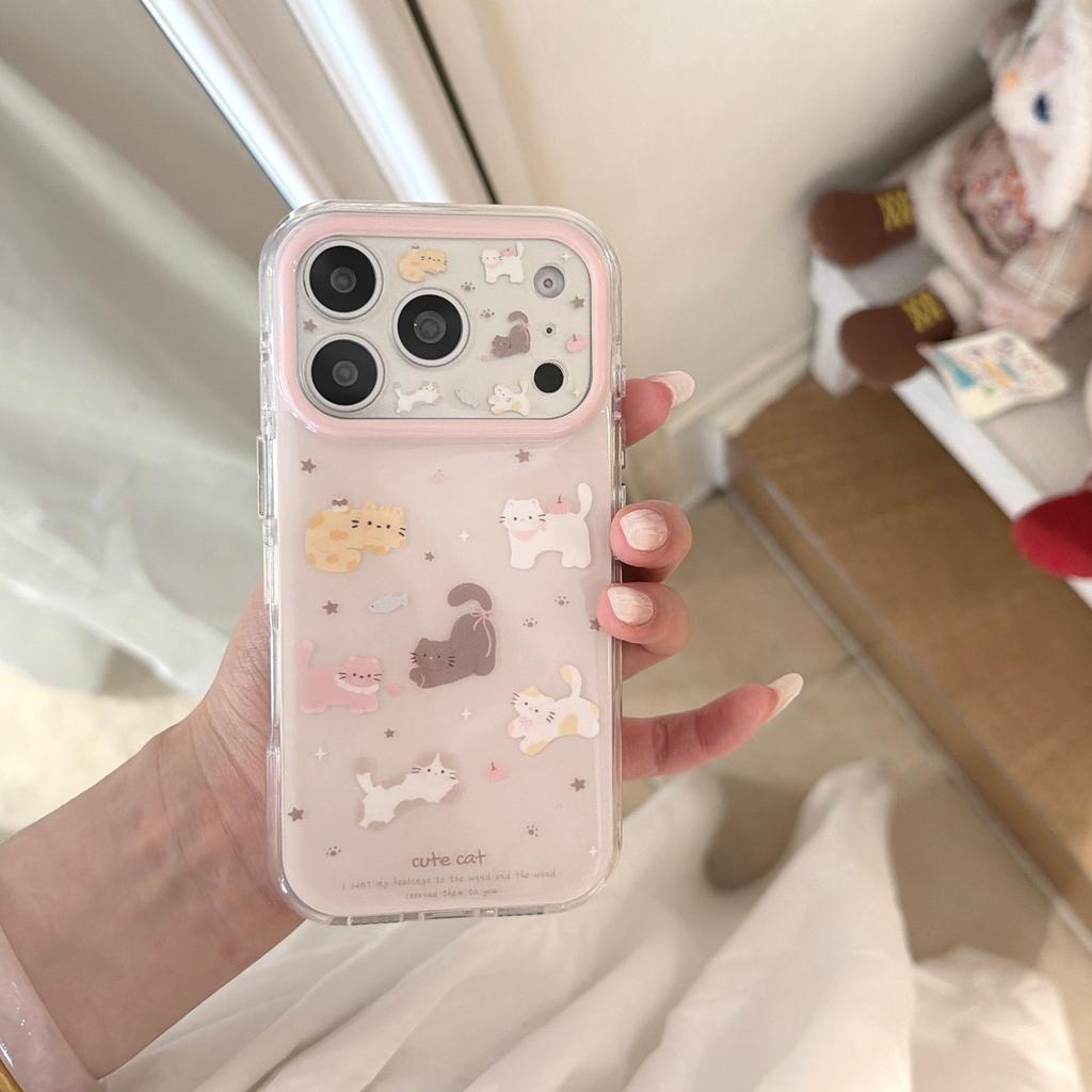 Korean foundation multiple kittens iPhone16promax Apple 15pro mobile phone case 17pro protective case cute