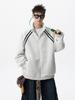 Men's Winter Patchwork Stand Collar Hoodie - Trendy Striped Casual Jacket