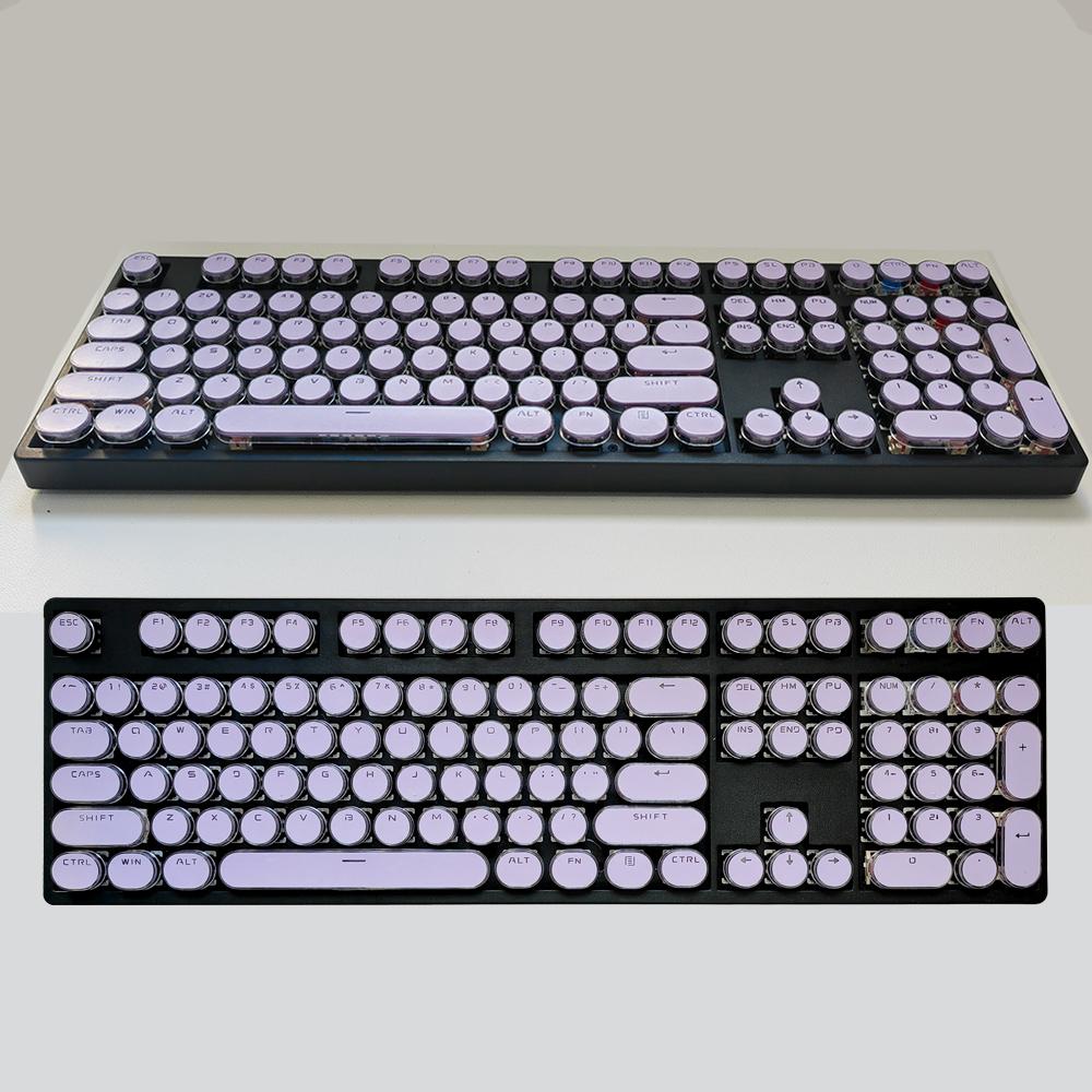 Clavier Mécanique Rétro Rose Touches Rondes Cristal ABS 87/104/108 Personnalisé Violet Transparent Petit Ensemble Complet