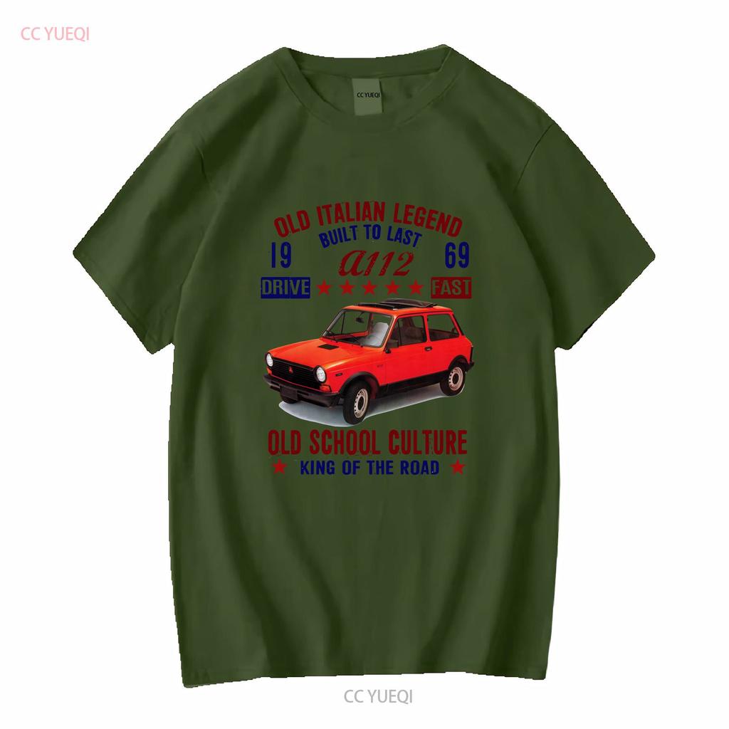 VINTAGE ITALIAN CAR AUTOBIANCHI A112 1969 NEW COTTON T SHIRT Long Sleeves Vintage Washed Unisex Fashion Graphic Stylish Soft