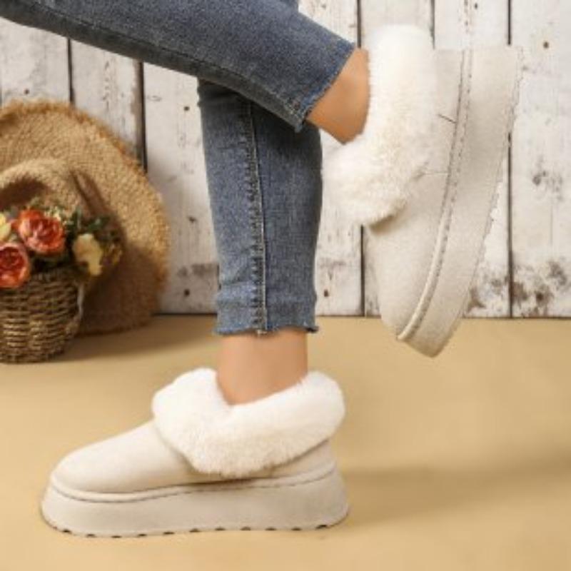 Fashion Platform Snow Boots Women's New Winter Fuzzy Shoes Thickened and Fleece Cotton Shoes Northeast Cotton Boots