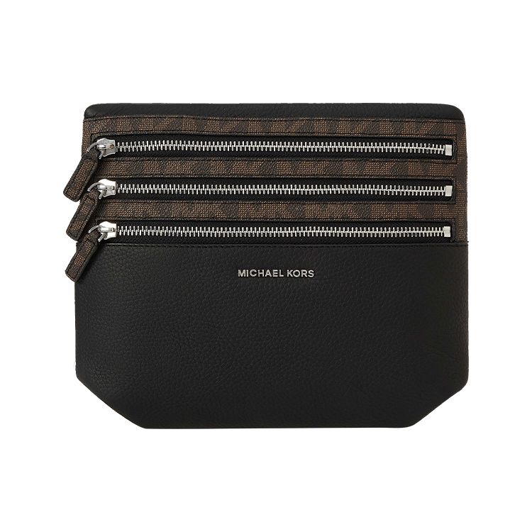 

Michael Kors Zipper Leather Clutch Medium Men Clutch Black Dark-Brown 39H1LGFU2L-201 Basic Set (Bag+Dust Bag)