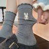 Cartoon medium tube female embroidery cute socks socks rad cotton pile color socks beautiful bunny lace