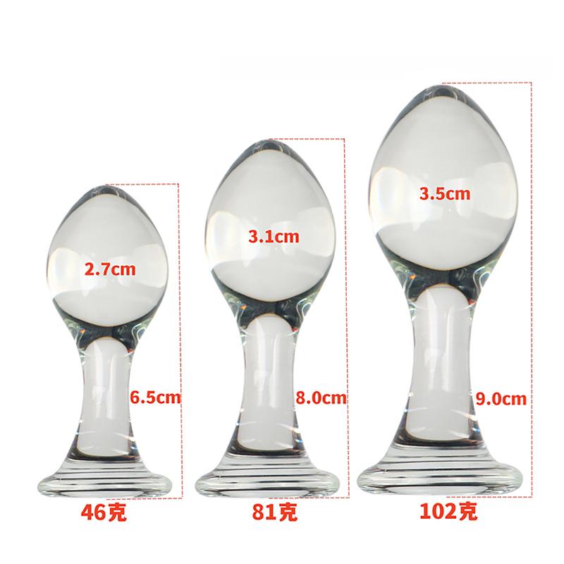 3pcs Small Anal Plug Smooth Glass Butt Plug Beginner Women Sex Toys Pink Glass Anal Plug Anchor/ Base Choose Prostate Massage
