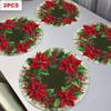 2PCS Anti-Slip Christmas Round Placemat Heat Resistant Christmas Dining Mat  Christmas Decor