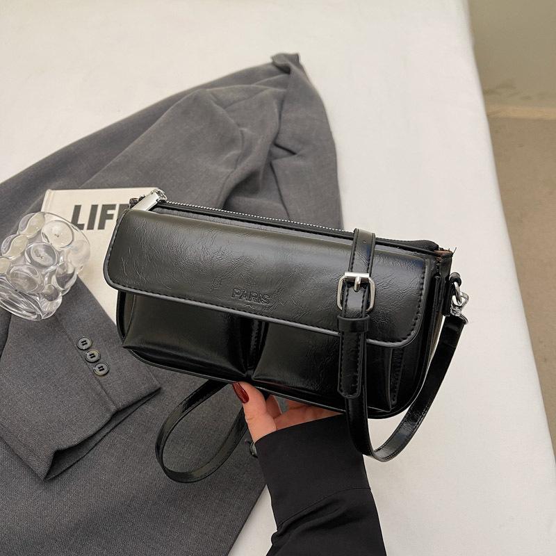 

2025 summer new niche high-value retro underarm baguette bag women s casual shoulder messenger bag чёрный