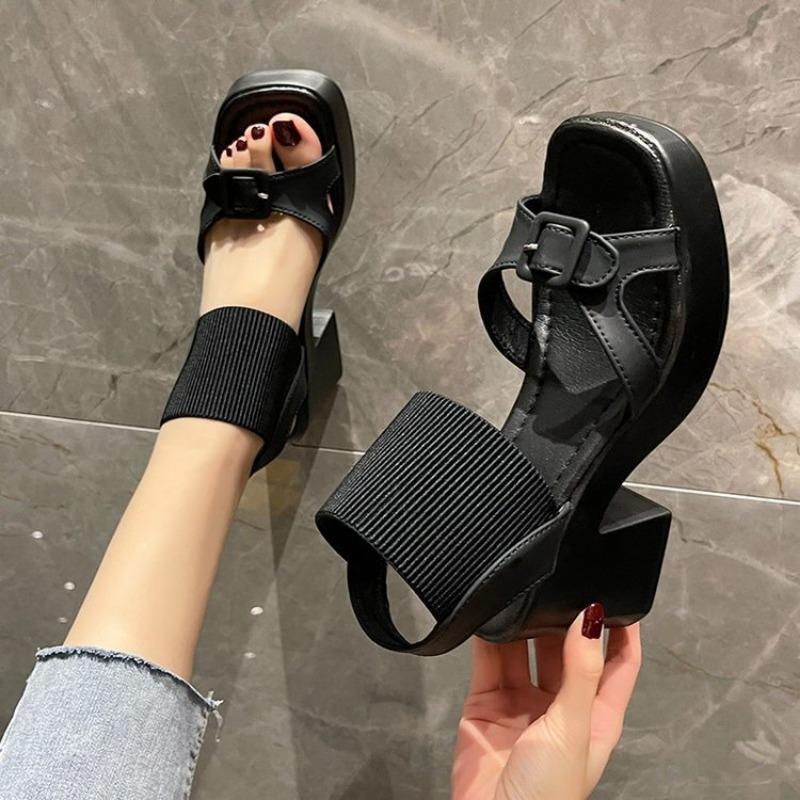 Fashion Shoes for Women 2025 High Quality Elastic Band Women's Platform Sandals Summer Dress Sandals Woman Heeled Sandals