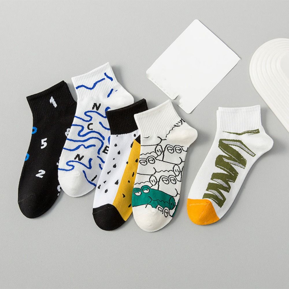 5Pairs Cotton Men Tube Socks Simple Sports Ankle Sock Casual Men's Mid-calf Socks  Female