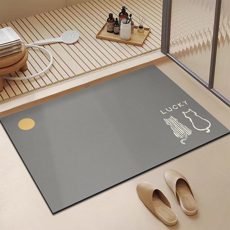 

Bathroom Carpet Non-slip Water Absorption Dirt Resistant Floor Mat Cute Cartoon Rug Home Decor Foot Mats Door Mat Diatom Mud 1pc 50x80cm