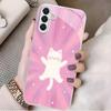 Glückliche rosa Katze versilberte Glas Handyhülle geeignet für Samsung Galaxy S26 S25 S24 S22 S21 S20 FE/Ultra/Plus sturzsicher