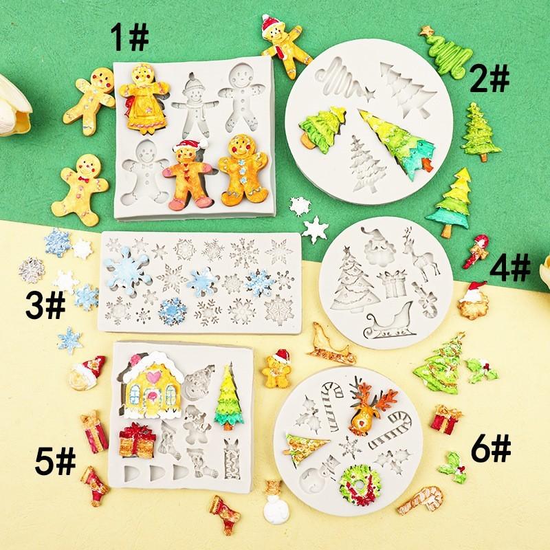 Conjunto de Moldes de Silicone de Natal Para Decorações de Bolo de Homem de Gengibre e Árvore DIY